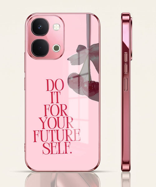 Vivo T5x 5G Future Self Pink Electroplated Glass Phone Back Case