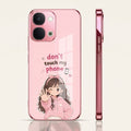 Vivo T5x 5G Luxury Anime Girl Pink Electroplated Glass Phone Back Case