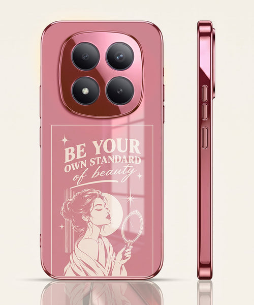 Redmi Note 15 Pro+ 5G Luxury Aesthetic Girl Pink Electroplated Glass Phone Back Case