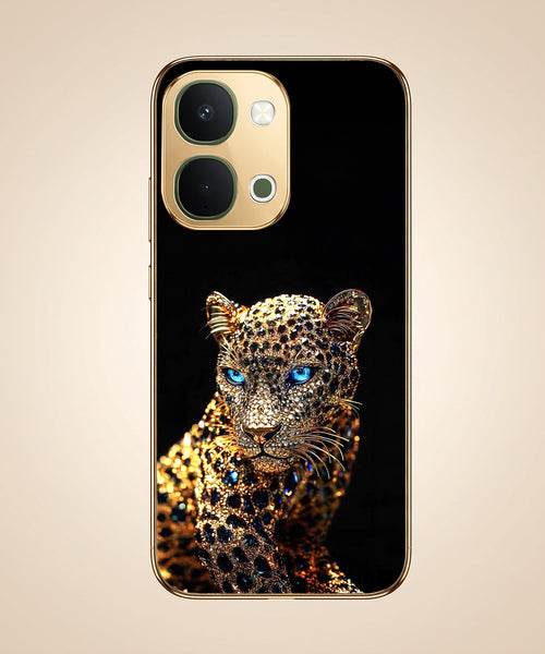 Vivo T5x 5G Panther Gold Electroplated Glass Phone Back Case