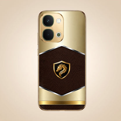 Vivo T5x 5G Dragon Crest Gold Electroplated Glass Phone Back Case