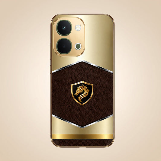 Vivo Y51 Pro 5G Dragon Crest Gold Electroplated Glass Phone Back Case