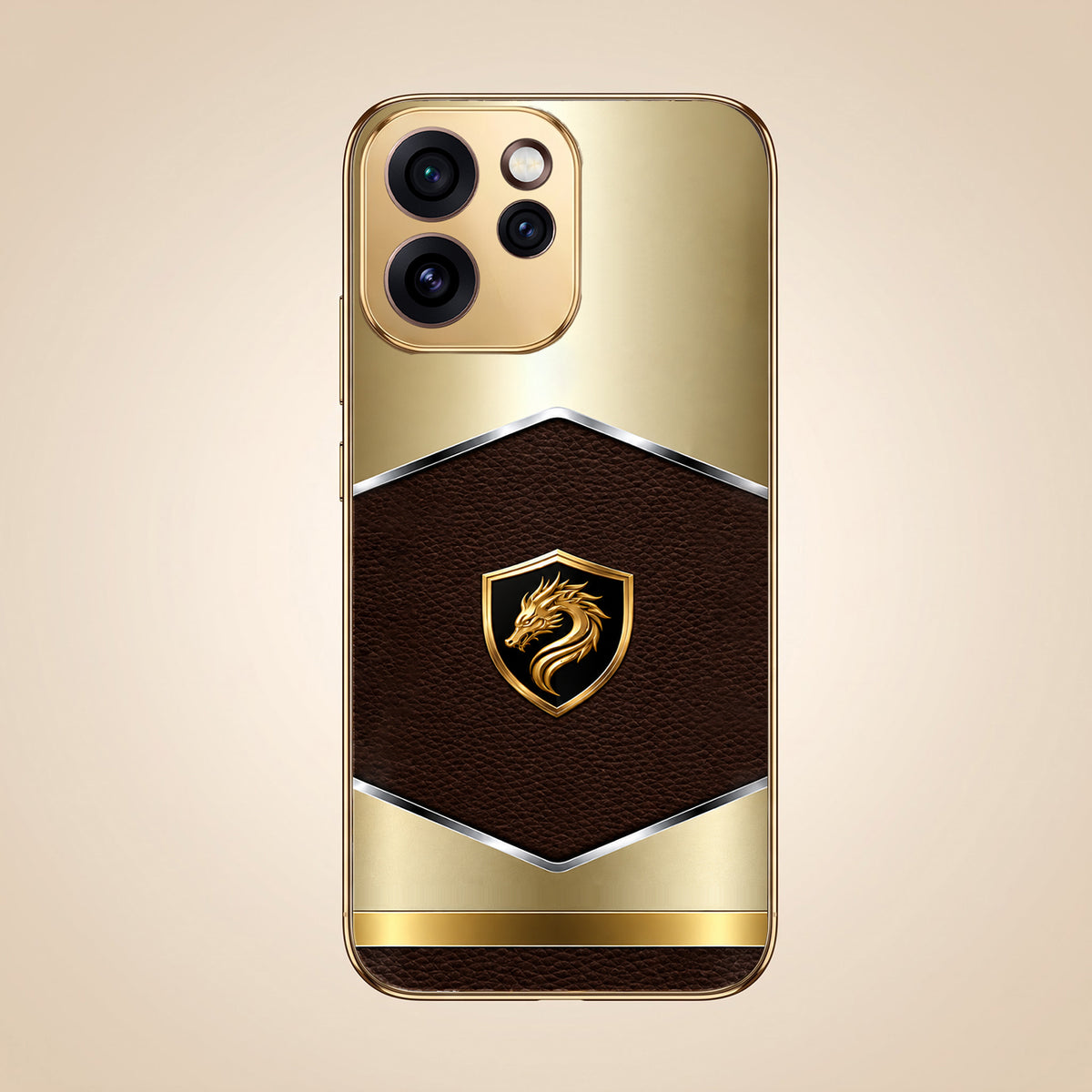 Oppo Reno 15 Pro Mini 5G Dragon Crest Gold Electroplated Glass Phone Back Case