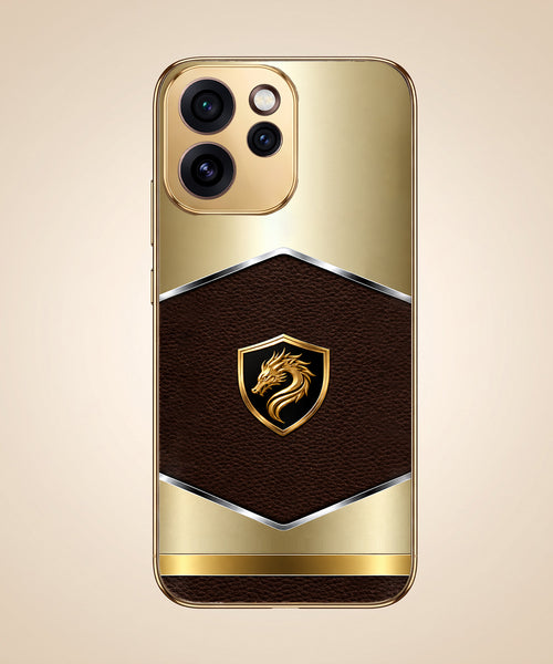 Oppo Reno 15 Pro Mini 5G Dragon Crest Gold Electroplated Glass Phone Back Case