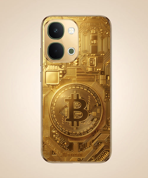 Vivo T5x 5G Bitcoin Gold Electroplated Glass Phone Back Case