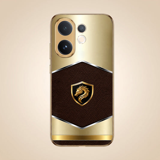 Vivo T4 Pro 5G Dragon Crest Gold Electroplated Glass Phone Back Case