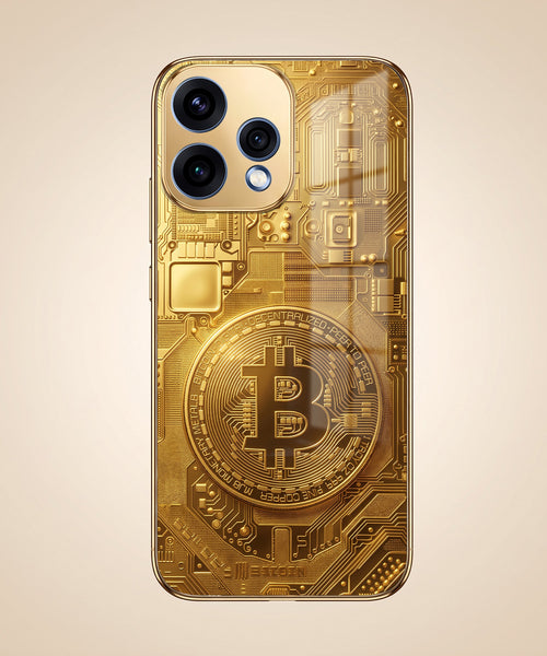 Oppo Reno 15 5G Bitcoin Gold Electroplated Glass Phone Back Case