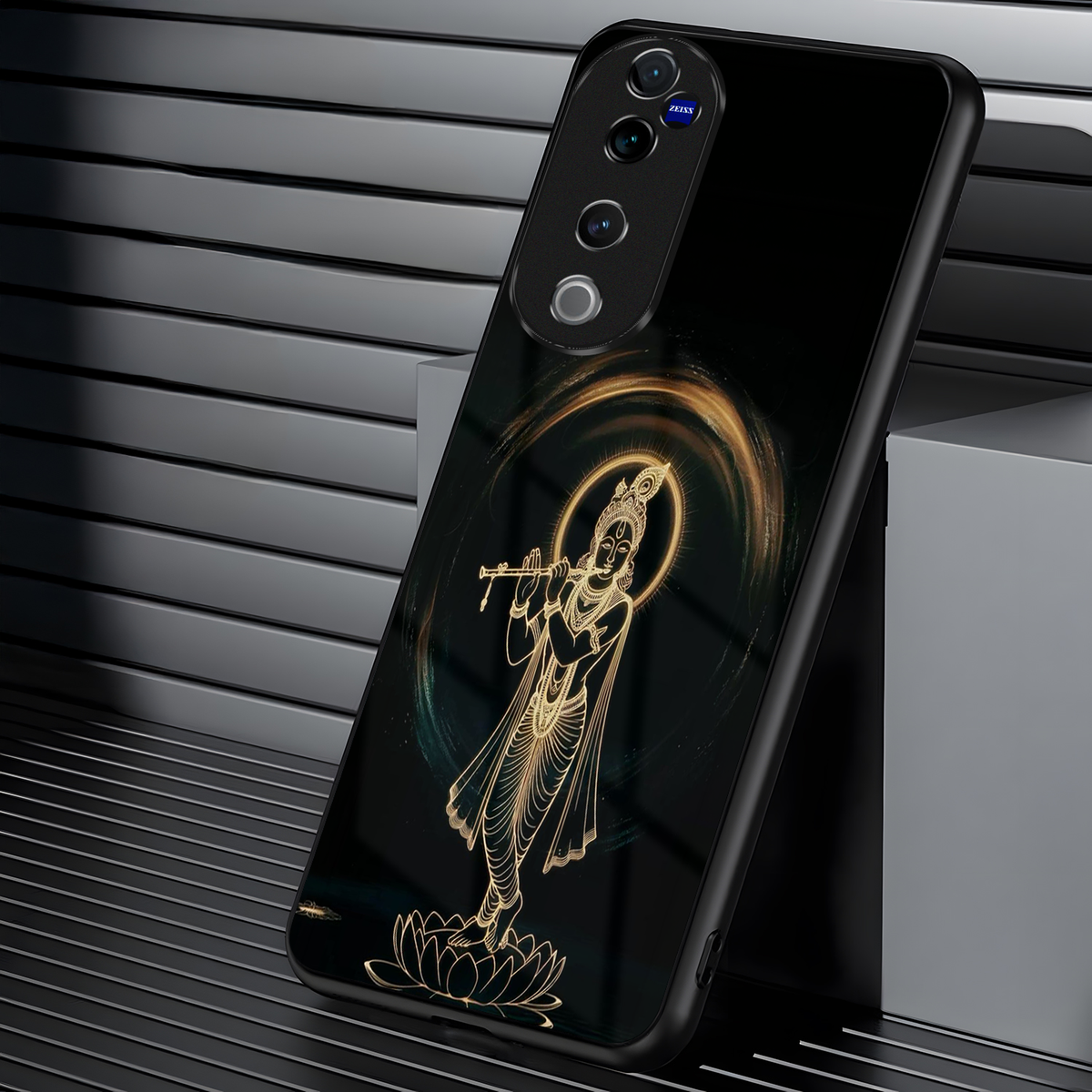 Vivo V40 Pro 5G Premium Acrylic Shockproof Glass Back Case (Krishna Flute)