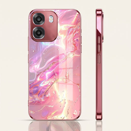 Oppo K14 5G Pearl Aurora Pink Electroplated Glass Phone Back Case