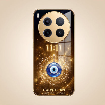 Vivo X300 Pro 5G God’s Plan Evil Eye Gold Electroplated Glass Phone Back Case