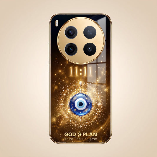 Vivo X300 Pro 5G God’s Plan Evil Eye Gold Electroplated Glass Phone Back Case