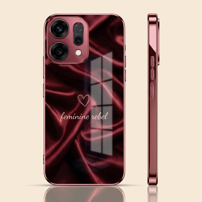 Oppo Reno 14 5G Feminine Rebel Burgundy Electroplated Glass Back Case
