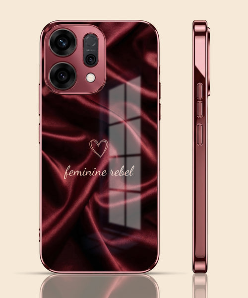 Oppo Reno 14 5G Feminine Rebel Burgundy Electroplated Glass Back Case