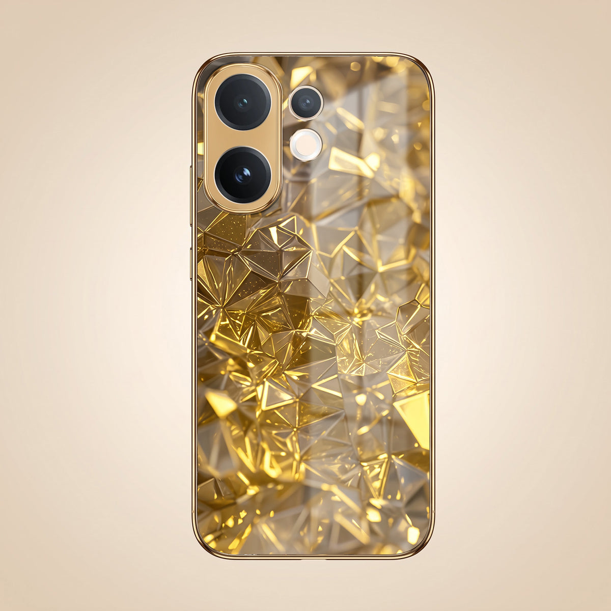 Vivo V60 5G Golden Diamond Shatter Gold Electroplated Glass Phone Back Case