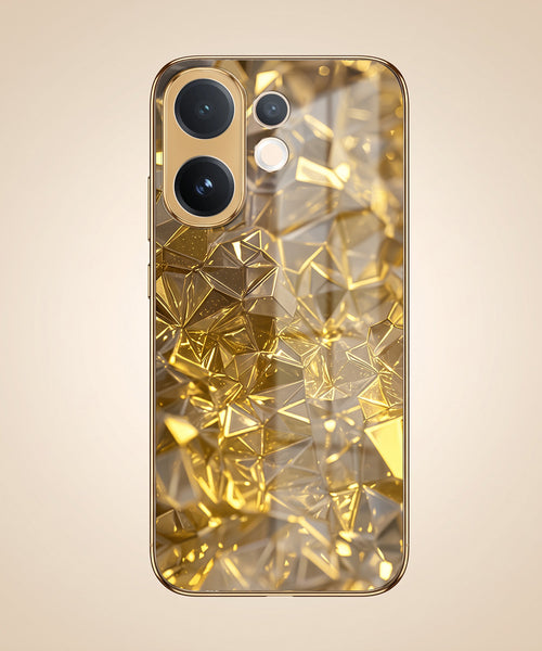 Vivo V60 5G Golden Diamond Shatter Gold Electroplated Glass Phone Back Case