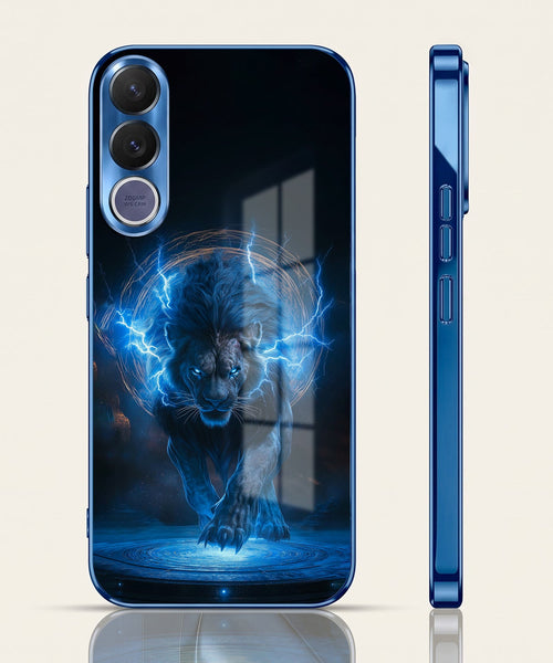 Vivo V70 FE 5G Thunder Titan Lion Blue Electroplated Glass Phone Back Case
