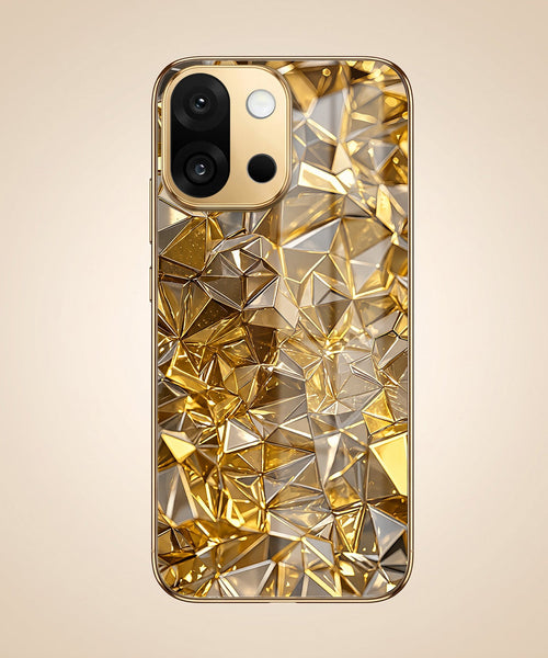 OnePlus 13s 5G Golden Diamond Shatter Gold Electroplated Glass Phone Back Case