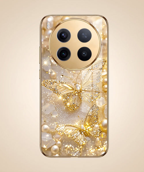 Vivo X300 Pro 5G Golden Butterfly Gold Electroplated Glass Phone Back Case