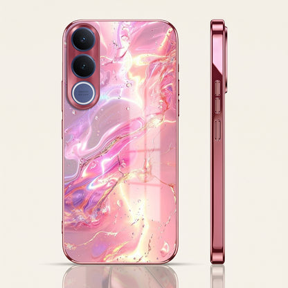 Vivo V70 FE 5G Pearl Aurora Pink Electroplated Glass Phone Back Case