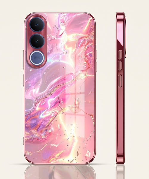 Vivo V70 FE 5G Pearl Aurora Pink Electroplated Glass Phone Back Case