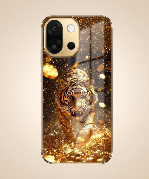 OnePlus 13s 5G Luxury Tiger Gold Electroplated Glass Phone Back Case
