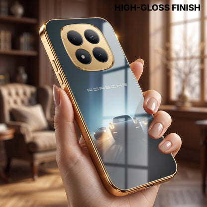 Redmi Note 15 Pro Plus 5G Porsche Luxury Gold Electroplated Glass Phone Back Case