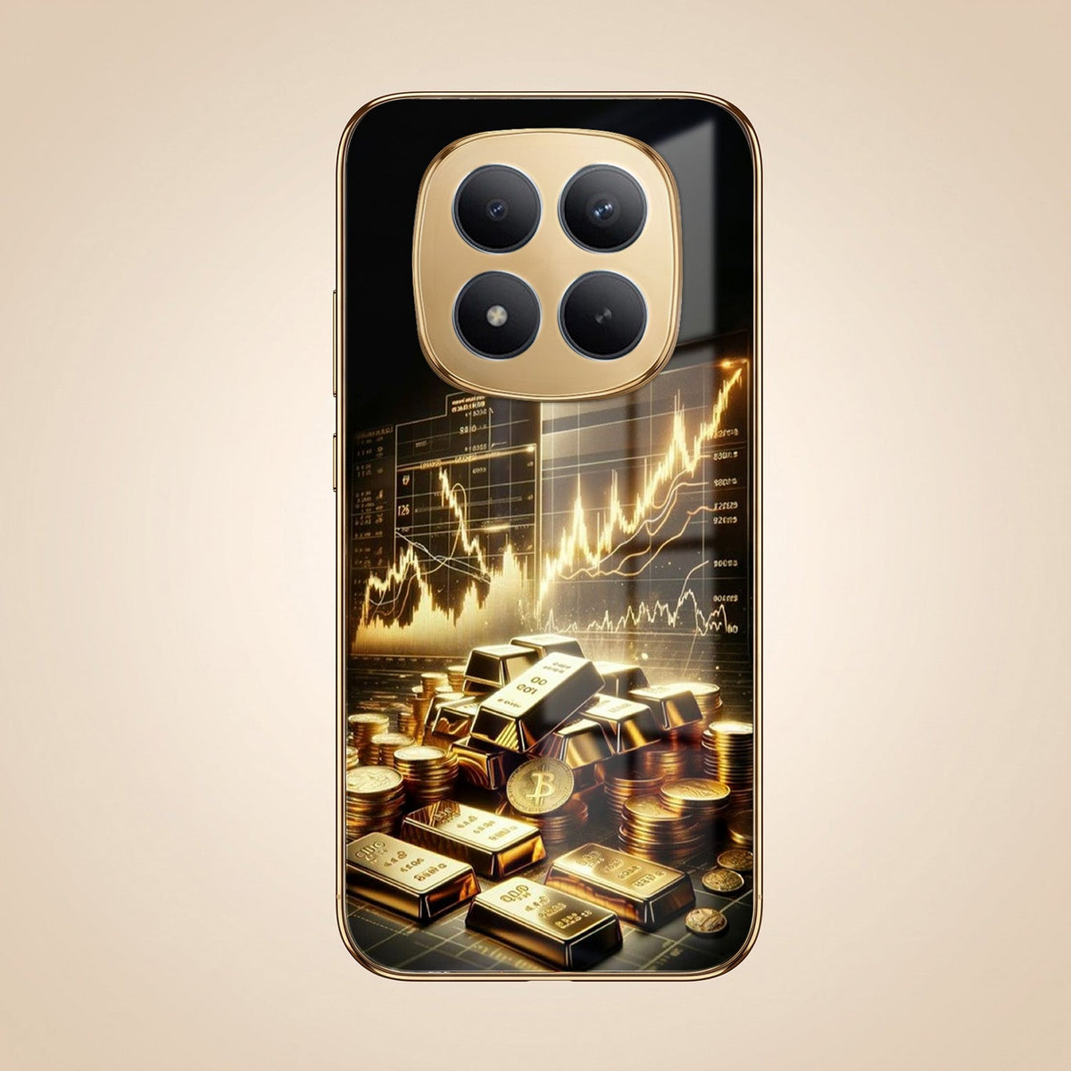 Redmi Note 15 Pro Plus 5G Luxury Wealth Trader Gold Electroplated Glass Phone Back Case