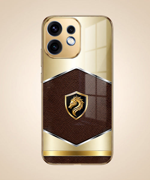 Oppo Reno 16 5G Dragon Crest Gold Electroplated Glass Phone Back Case