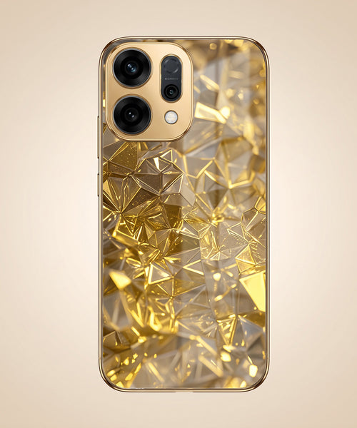 Oppo Reno 14 5G Golden Diamond Shatter Gold Electroplated Glass Phone Back Case