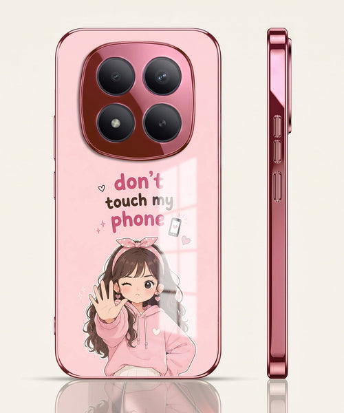 Redmi Note 15 Pro+ 5G Luxury Anime Girl Pink Electroplated Glass Phone Back Case