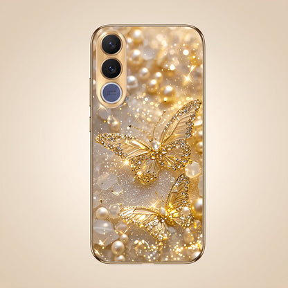 Vivo V70 FE 5G Golden Butterfly Gold Electroplated Glass Phone Back Case