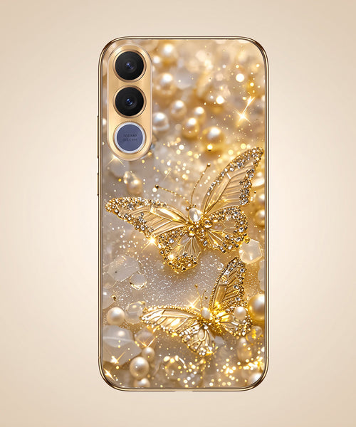 Vivo V70 FE 5G Golden Butterfly Gold Electroplated Glass Phone Back Case