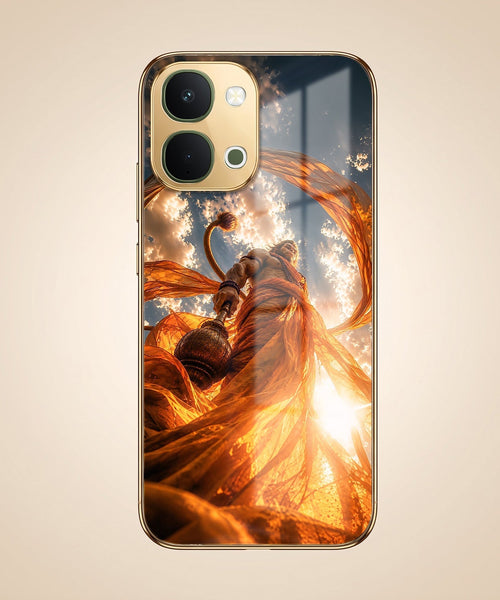 Vivo T5x 5G Divine Hanuman Gold Electroplated Glass Phone Back Case