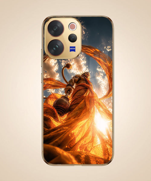 Vivo V70 5G Divine Hanuman Gold Electroplated Glass Phone Back Case