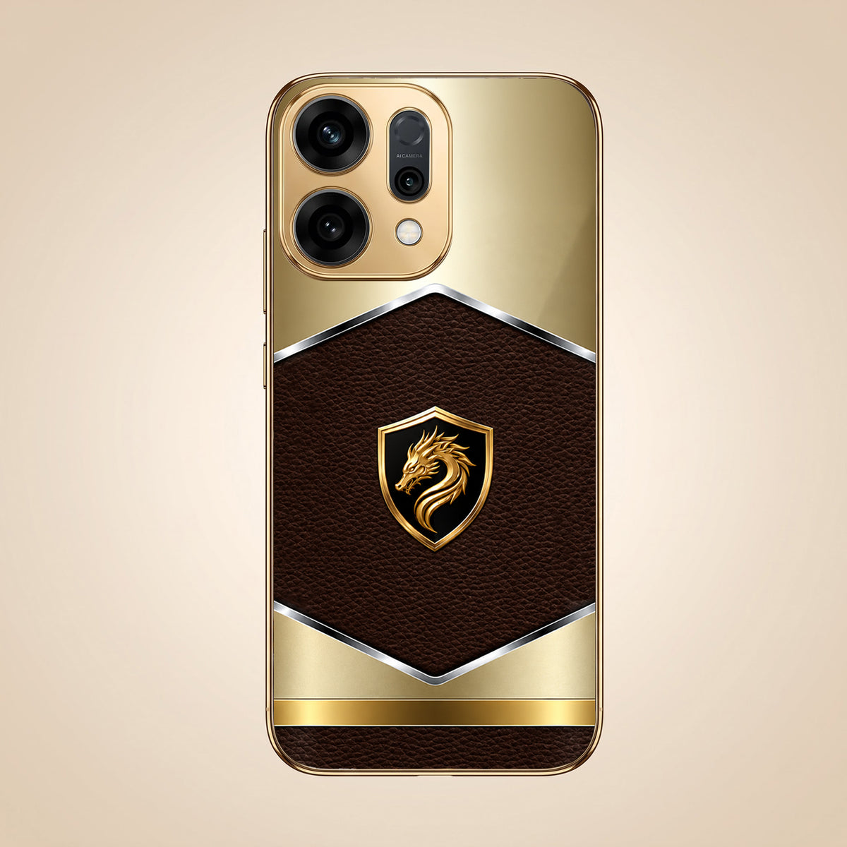 Oppo Reno 14 5G Dragon Crest Gold Electroplated Glass Phone Back Case