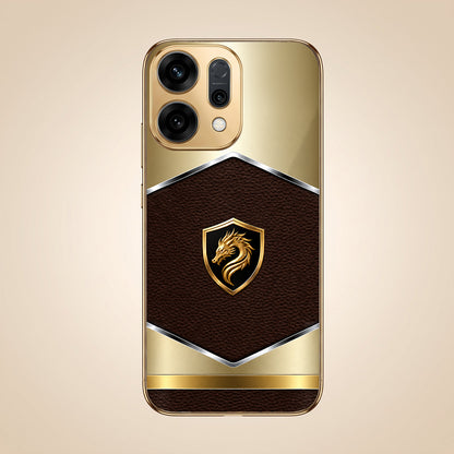 Oppo Reno 14 5G Dragon Crest Gold Electroplated Glass Phone Back Case