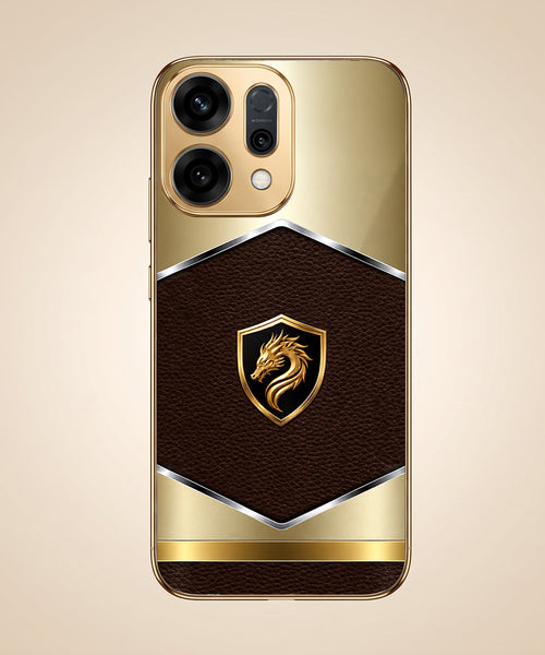 Oppo Reno 14 5G Dragon Crest Gold Electroplated Glass Phone Back Case