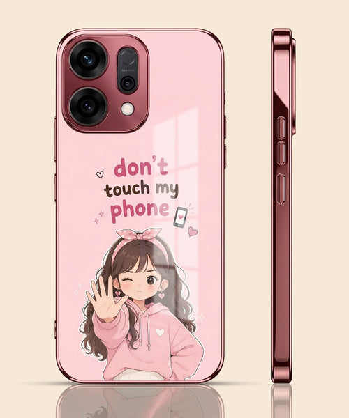 Oppo Reno 14 5G Luxury Anime Girl Pink Electroplated Glass Phone Back Case
