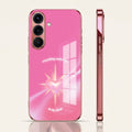 Samsung Galaxy A56 5G Luxury Glowing Heart Pink Electroplated Glass Phone Back Case