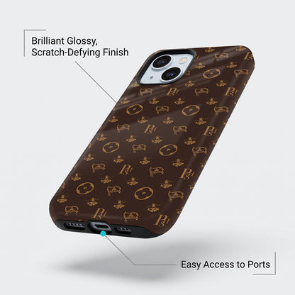 iPhone 15 5G Luxury Monogram Brown Protective Case