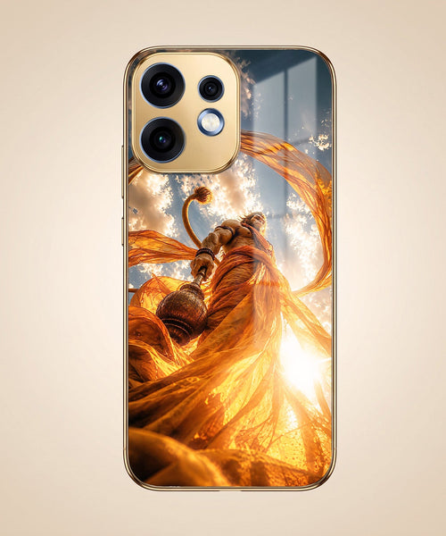 Oppo Reno 16 5G Divine Hanuman Gold Electroplated Glass Phone Back Case