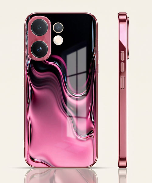 Vivo V60 5G Liquid Wave Pink Electroplated Glass Phone Back Case