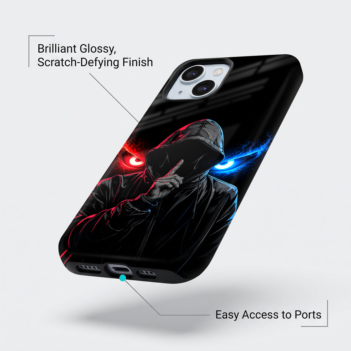 iPhone 15 5G Hooded Shadow Demon Protective Case