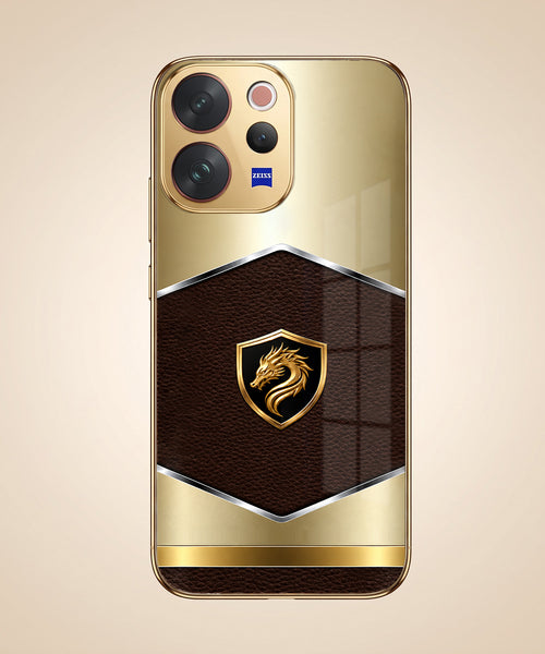 Vivo V70 5G Dragon Crest Gold Electroplated Glass Phone Back Case