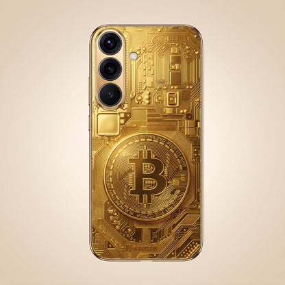 Samsung Galaxy A36 5G Bitcoin Gold Electroplated Glass Phone Back Case