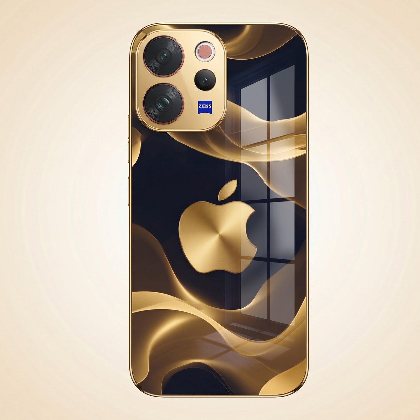 Vivo V70 5G Luxury Wave Gold Electroplated Glass Phone Back Case
