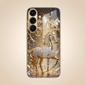 Samsung Galaxy A56 5G Luxury Horse Texture Gold Electroplated Glass Phone Back Case
