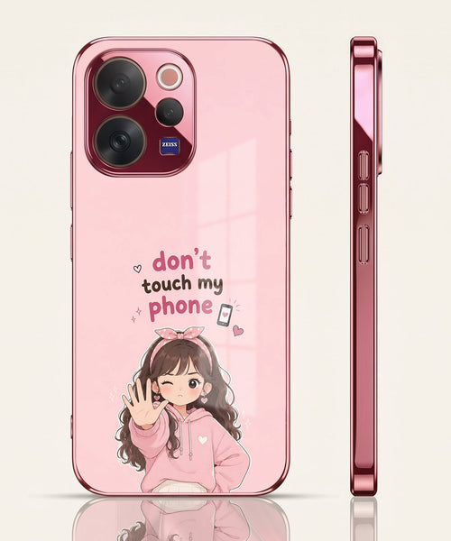 Vivo V70 5G Luxury Anime Girl Pink Electroplated Glass Phone Back Case