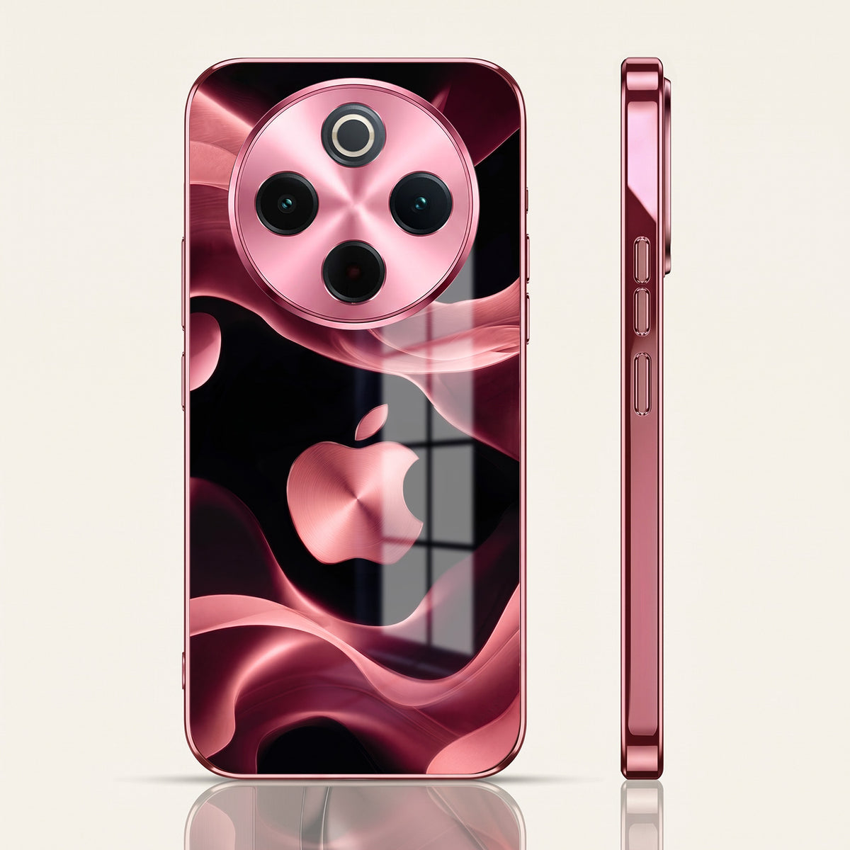 Vivo T4 5G Luxury Wave Pink Electroplated Glass Phone Back Case