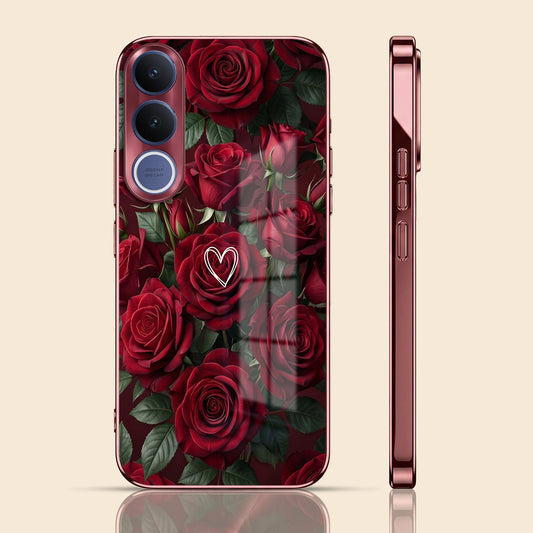 Vivo V70 FE 5G Rose Heart Burgundy Electroplated Glass Back Case